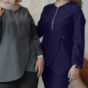 Hazel Navy Zip-Up Top